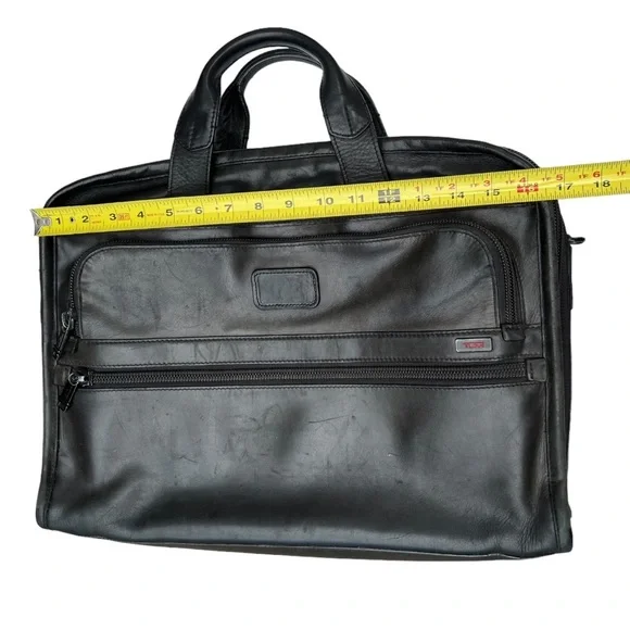 Tumi 96111DH ALPHA Slim Large Screen Black Leather Portfolio Briefcase Laptop​ - Picture 12 of 16
